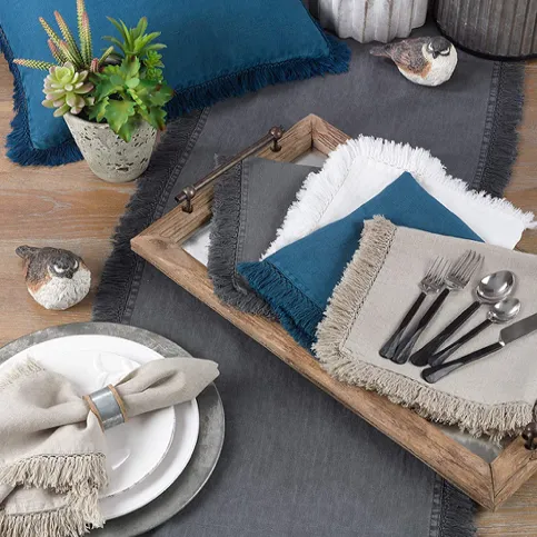Napkins, Stonewashed Fringe - Set of Four