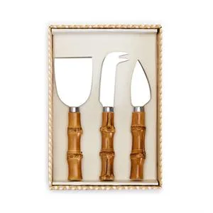 Natural Bamboo Handle Cheese Knives (Set of 3)
