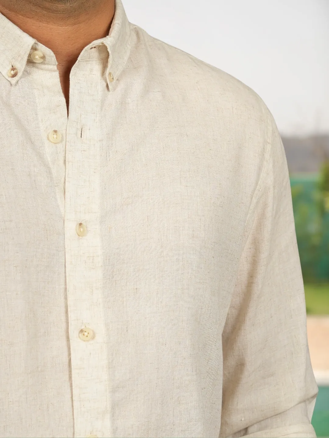 Natural Grain Ivory Linen Cotton Shirt