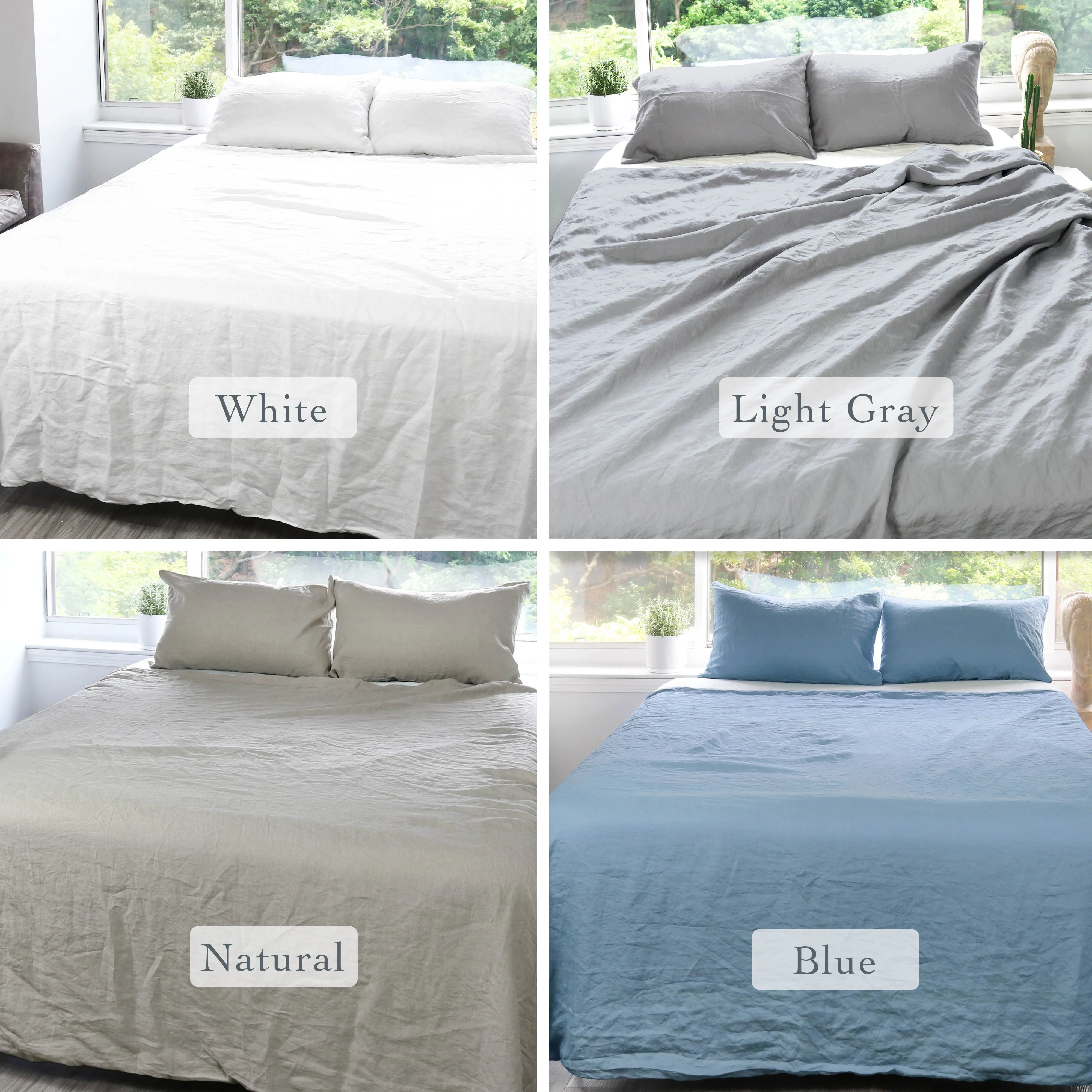 Natural Stonewashed Duvet Cover Set Organic 100% French Linen