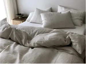 Natural Stonewashed Duvet Cover Set Organic 100% French Linen