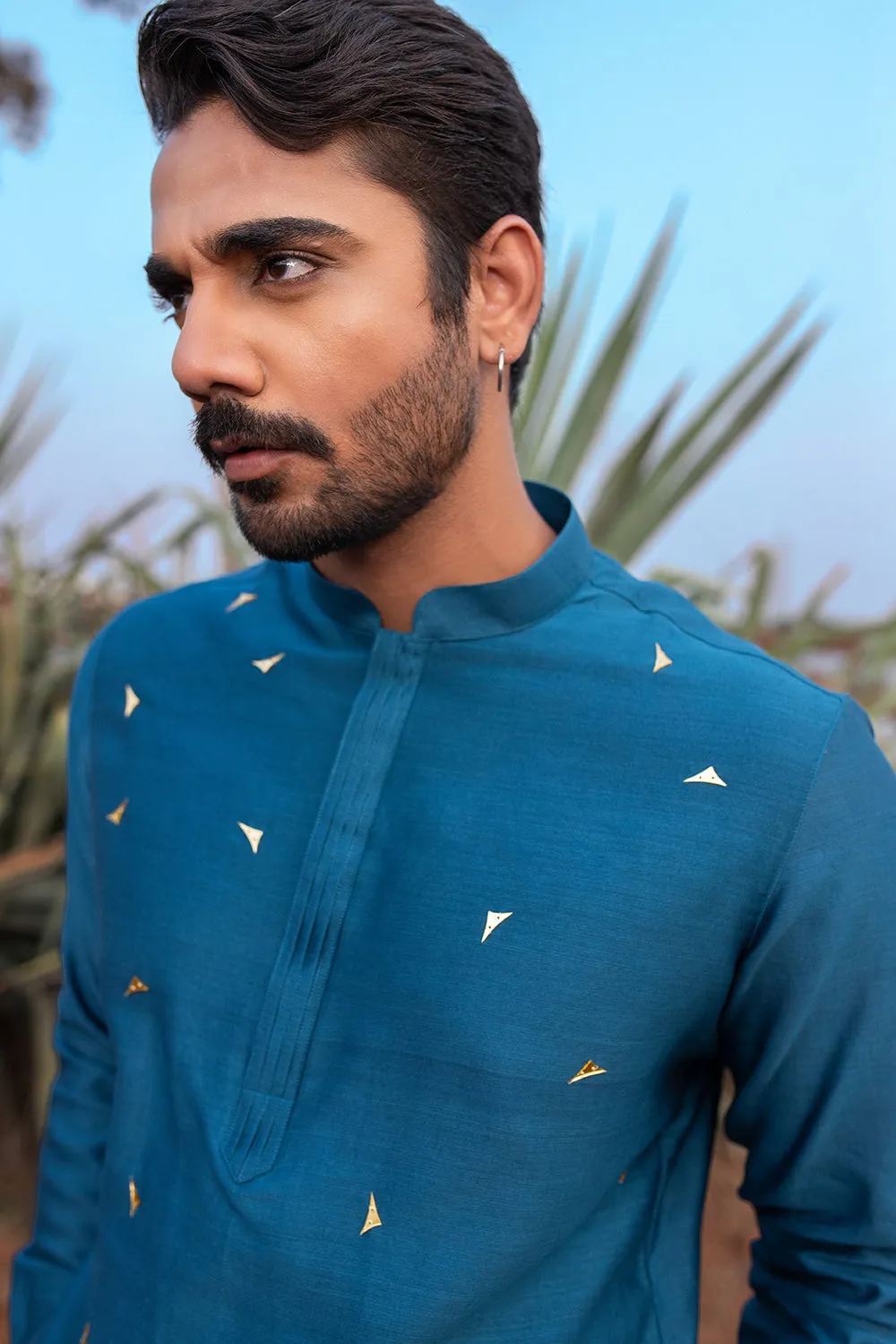 Navy Blue Abstract Short Kurta Sets