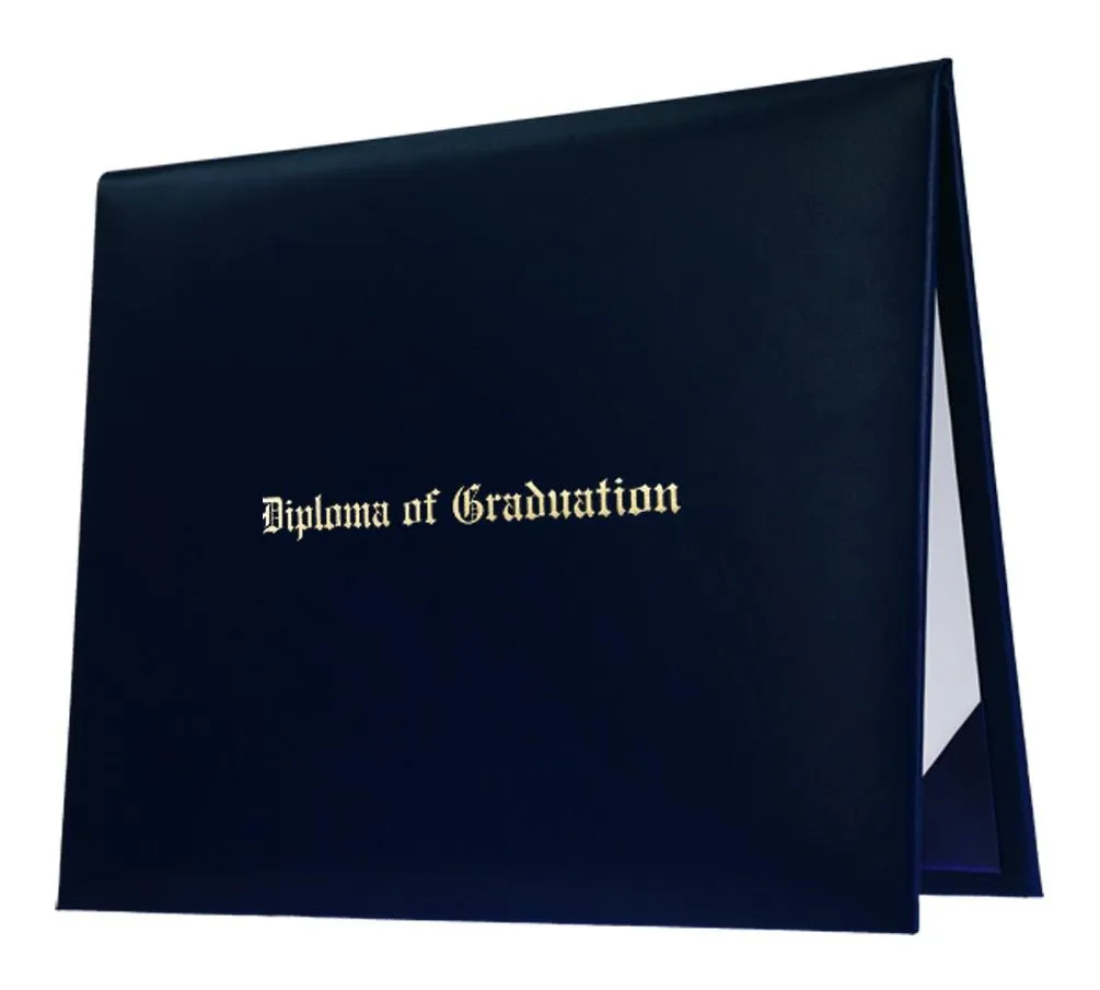 Navy Blue Imprinted Graduation Diploma Cover - College & High School Diploma Covers
