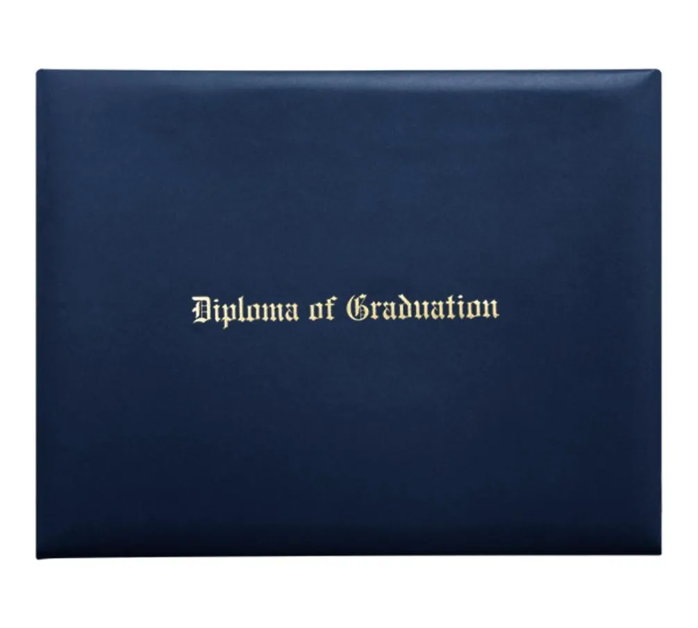 Navy Blue Imprinted Graduation Diploma Cover - College & High School Diploma Covers