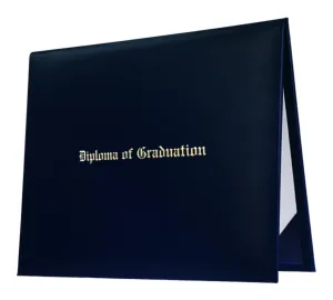 Navy Blue Imprinted Graduation Diploma Cover - College & High School Diploma Covers