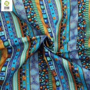 NEW  Blue Floral African Cotton Linen Fabric Meter  DIY Handmade Sewing Patchwork Fabric