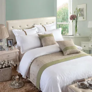 NEW OSVINO Natural Modern Linen Bed End Scarf Runner Protector No Fading Soft, Green Fits All Size Beds, Retails $49 