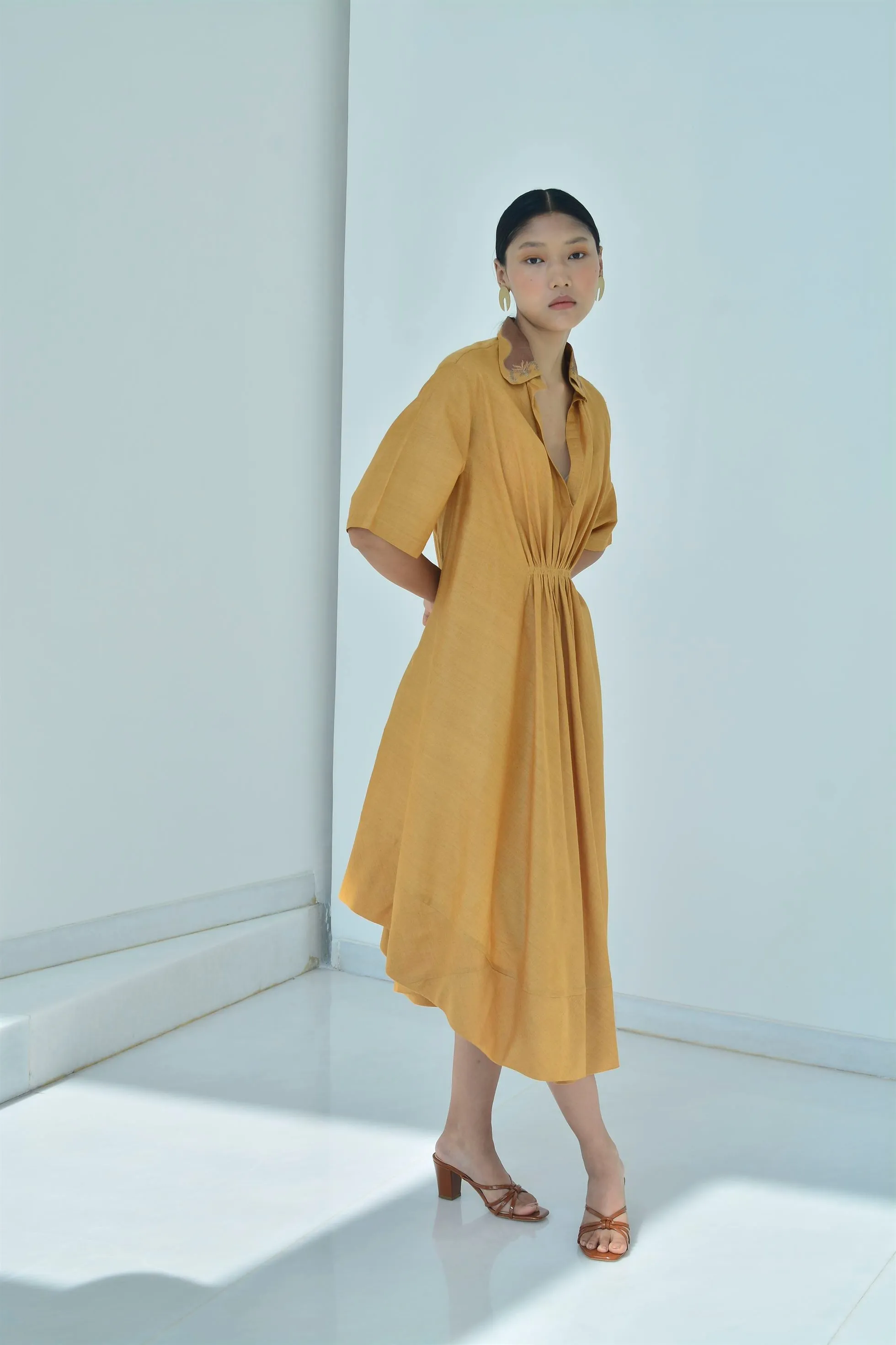 New Season Summer to Fall 2024-Kaftan Embroidered Silk Amber-A/TS/039-Suzanne-Fashion Edit Hemji