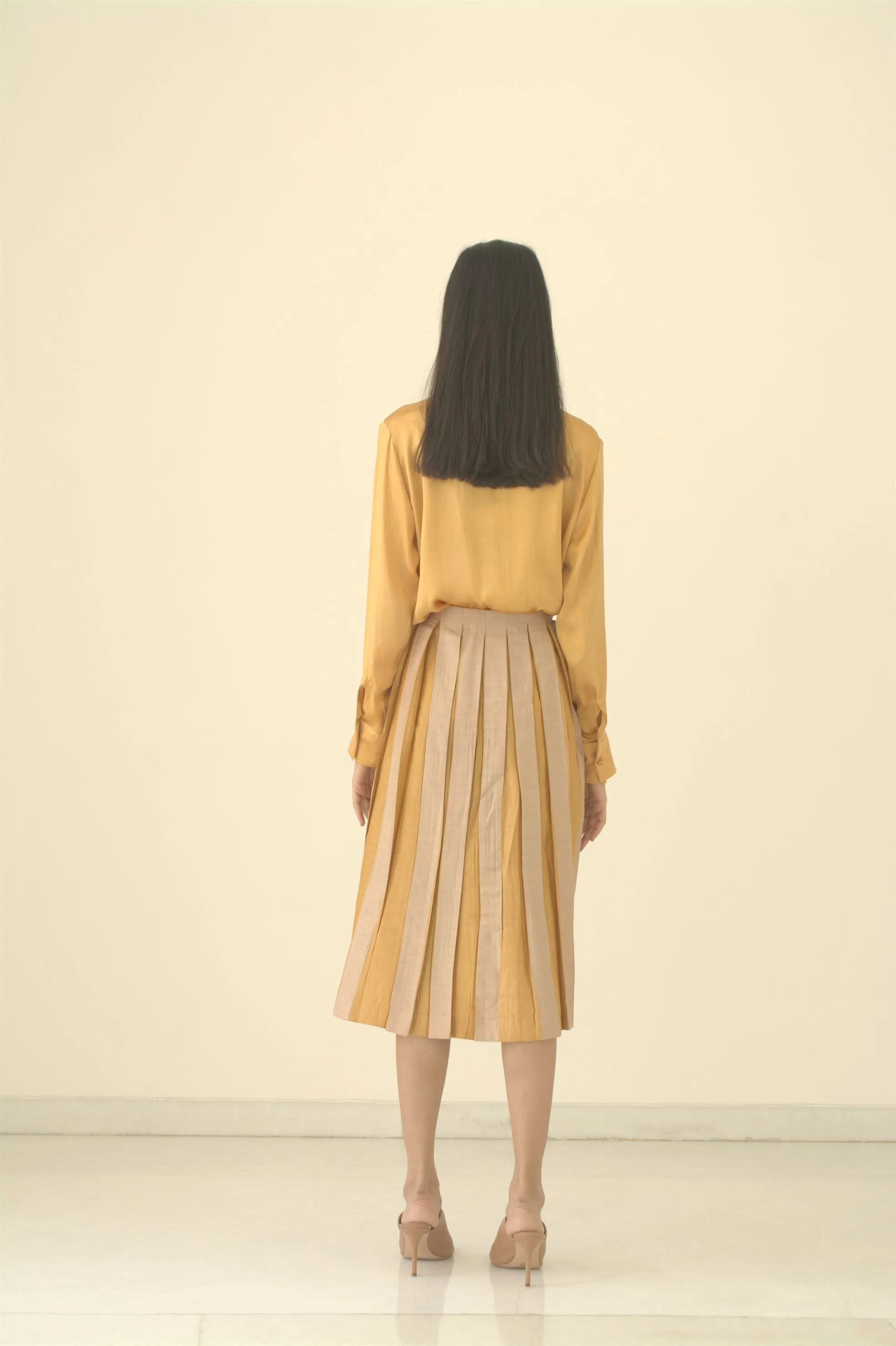 New Season Summer to Fall 2024-Shirt Embroidered Cuffs Silk Amber-AM/S/038-Suzanne-Fashion Edit Hemji