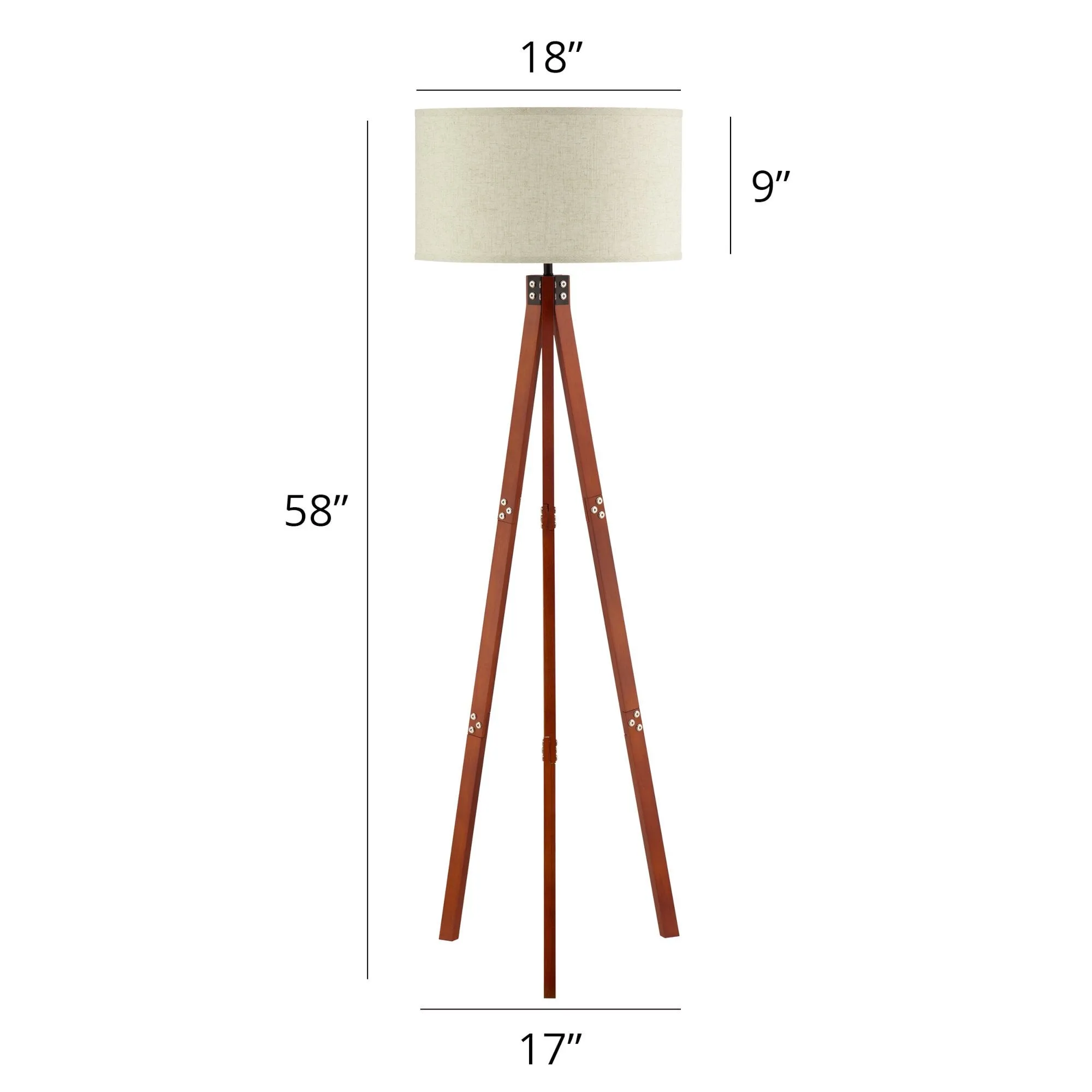 New Zenvida Floor Lamp Wood Tripod Mid Century Modern Standing Reading Light Linen Drum Shade! Retails $277 
