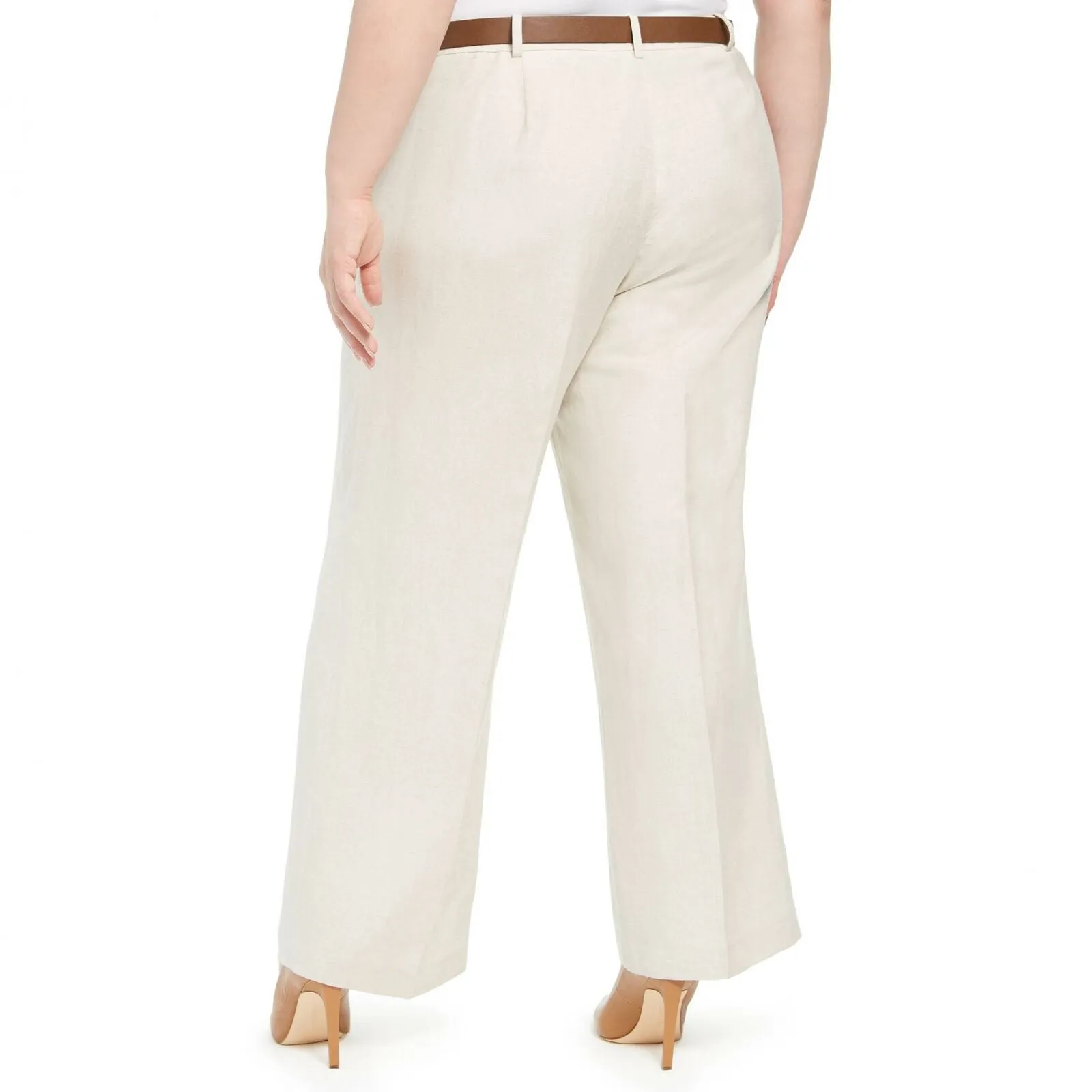 NWT Calvin Klein Plus Size Belted Wide-Leg Linen Pants. W0BK5222 22W