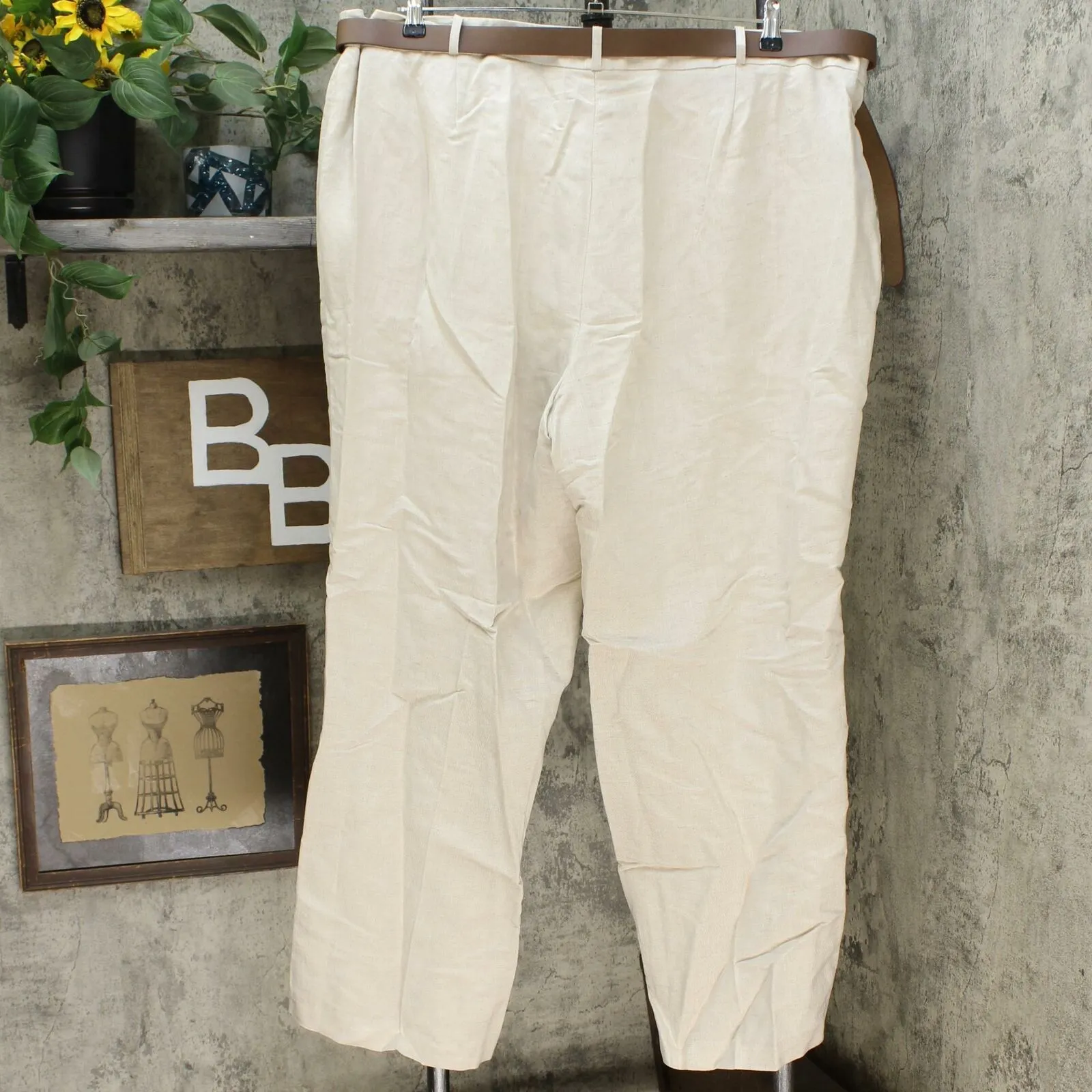 NWT Calvin Klein Plus Size Belted Wide-Leg Linen Pants. W0BK5222 22W