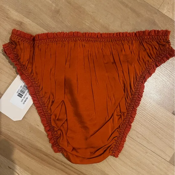 NWT Doen Lola Brief in Redbud Burnt Orange 90% Silk Underwear