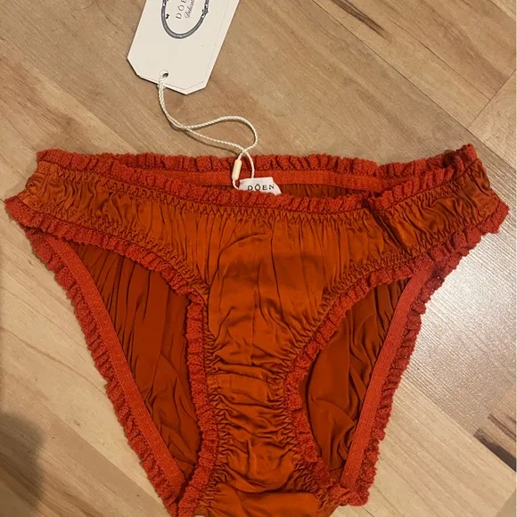 NWT Doen Lola Brief in Redbud Burnt Orange 90% Silk Underwear