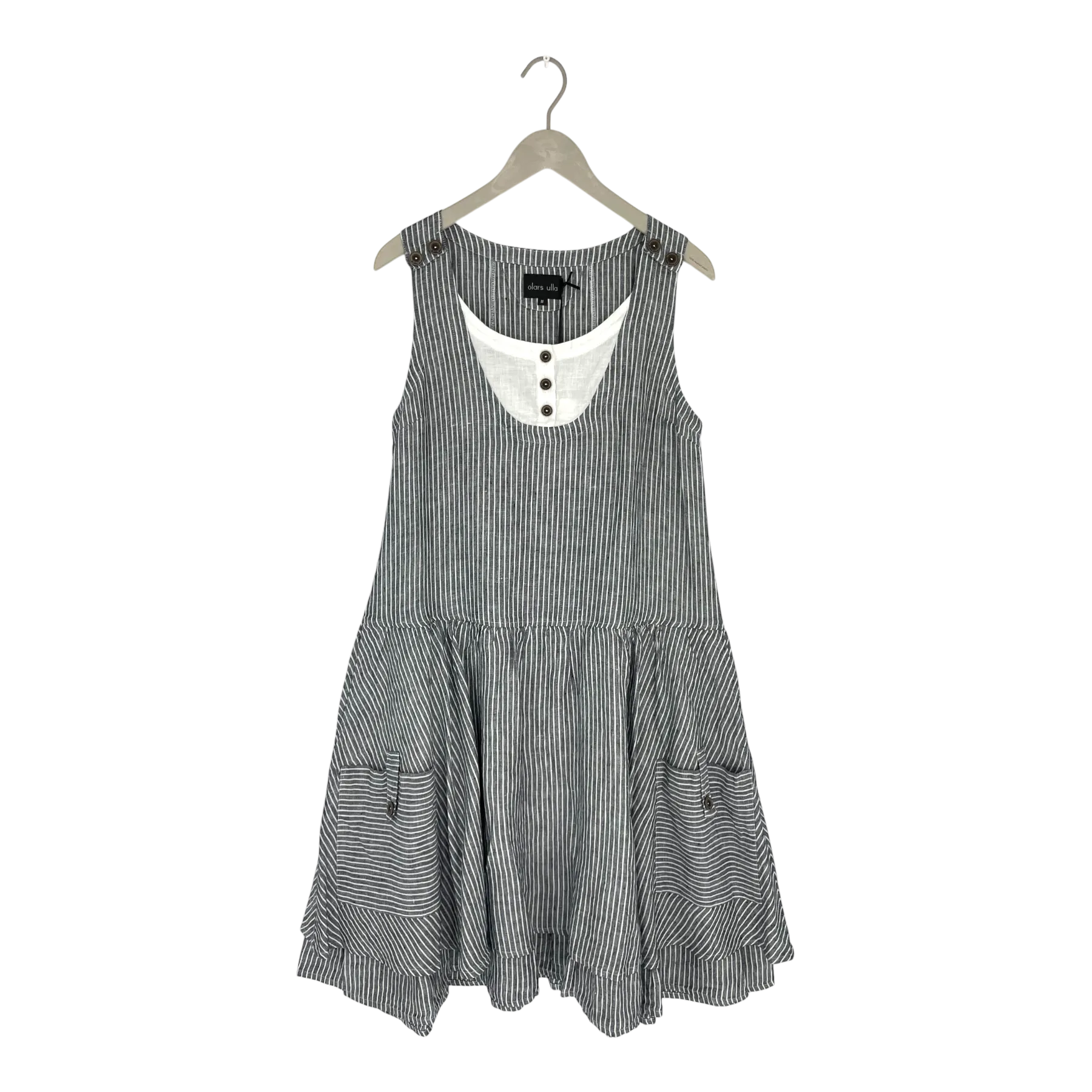 Olars Ulla kale linen dress, stripes | woman M