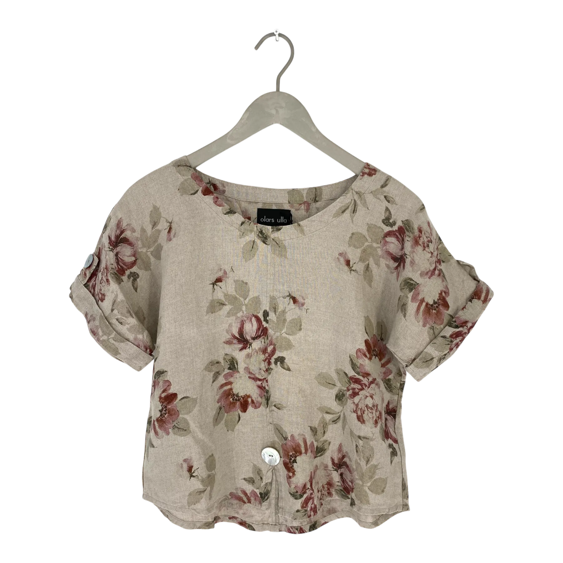 Olars Ulla tildur linen t-shirt, flowers | woman S