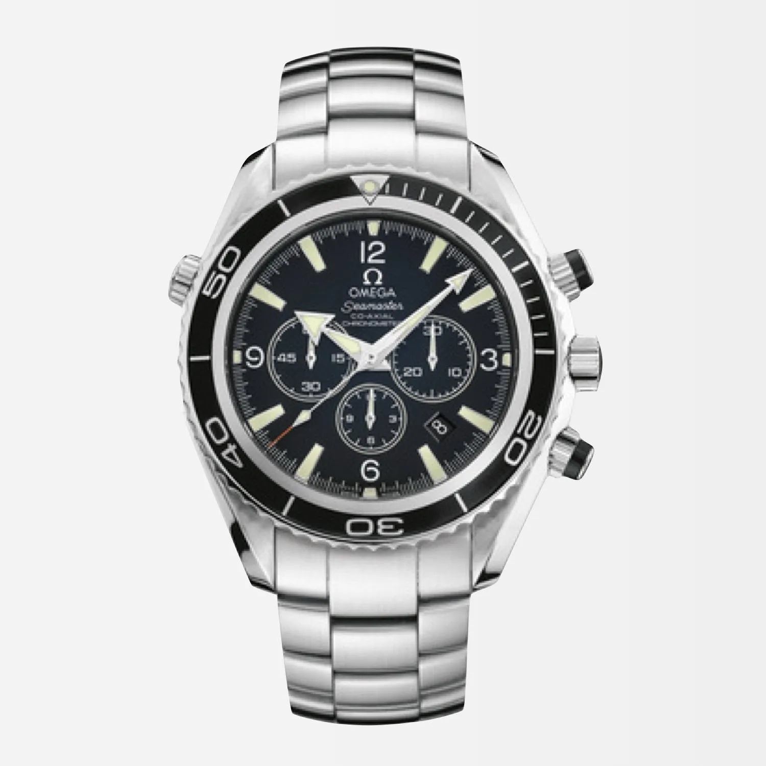 Omega 22mm Planet Ocean Chronograph Steel Bracelet