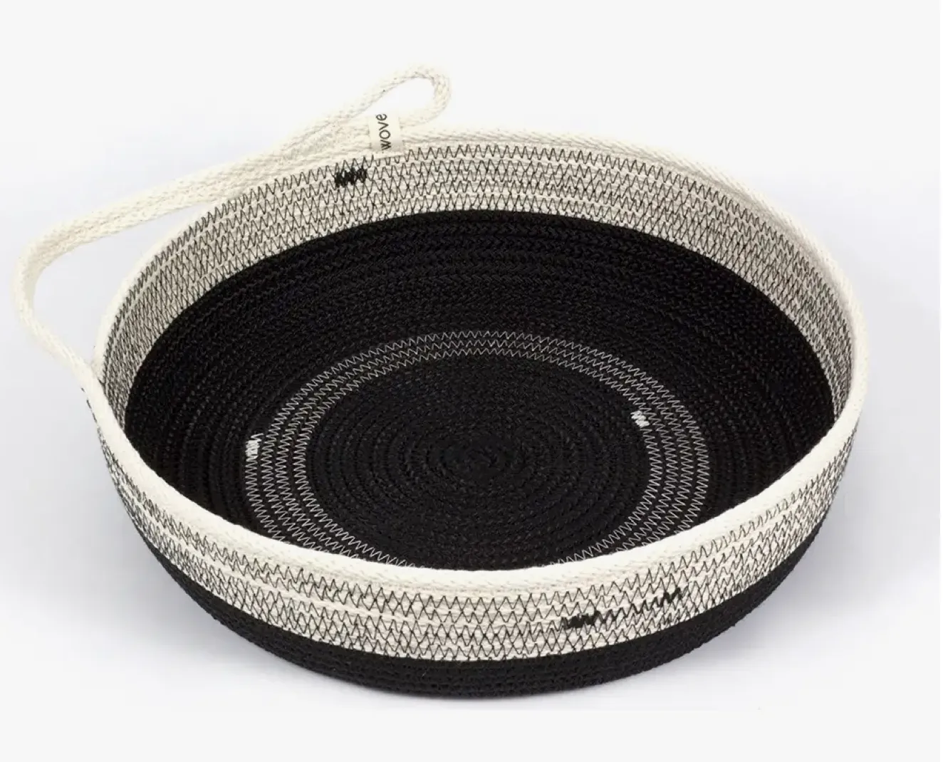 One Handled Black Cotton Rope Basket