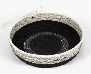 One Handled Black Cotton Rope Basket
