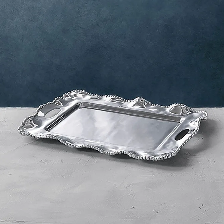 Organic Pearl Kristi Rect Handled Tray Medium
