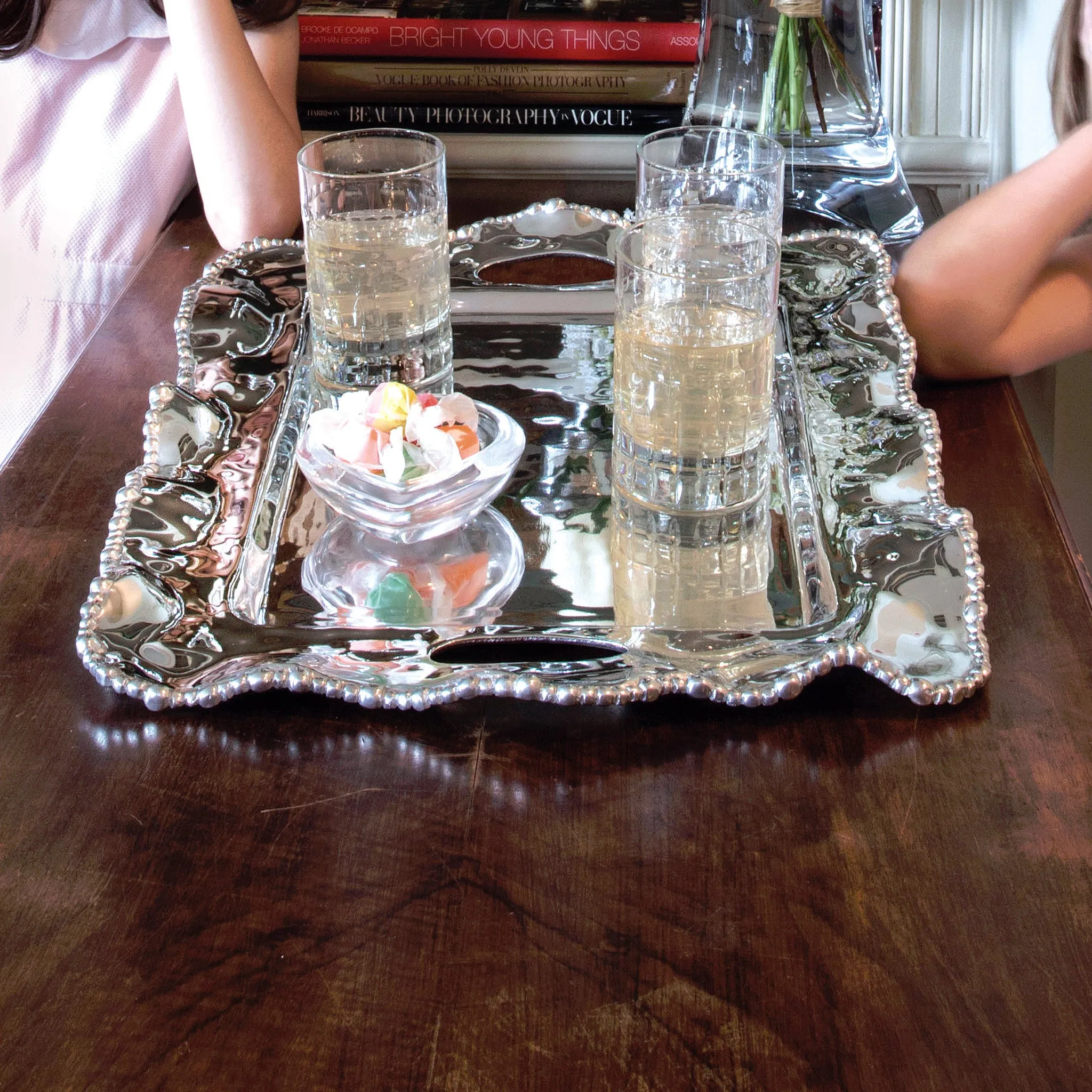 Organic Pearl Kristi Rectangular Tray w/ Handles