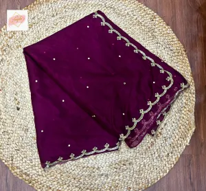 Organza embroidered saree - Magenta