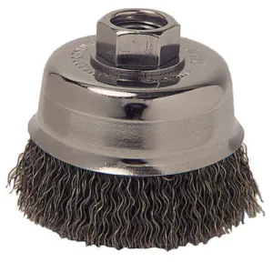 ORS Nasco Crimped Wire Cup Brush, 3 in Dia., 5/8-11 Arbor, 0.012 in Stainless Steel, Retail Pk, R3CC58S