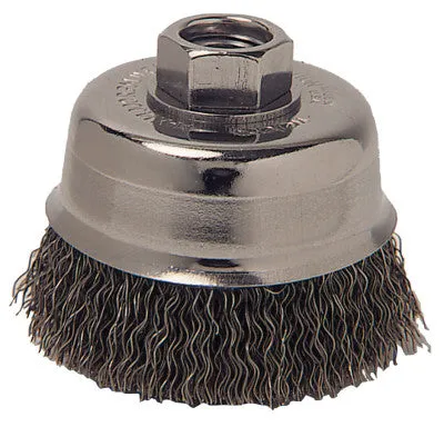 ORS Nasco Crimped Wire Cup Brush, 3 in Dia., 5/8-11 Arbor, 0.012 in Stainless Steel, Retail Pk, R3CC58S