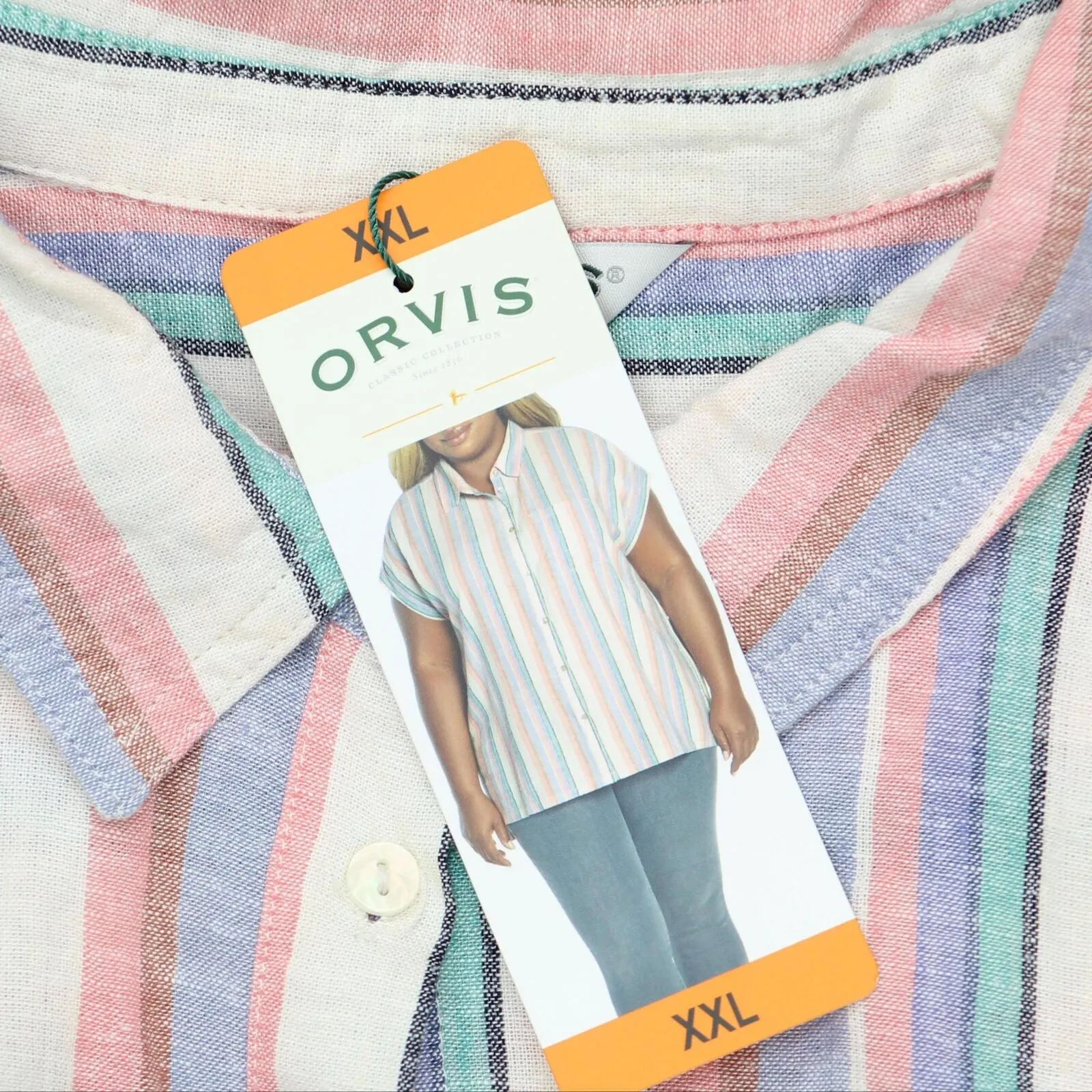 Orvis Womens Linen Blend Button Up Shirt 1758407