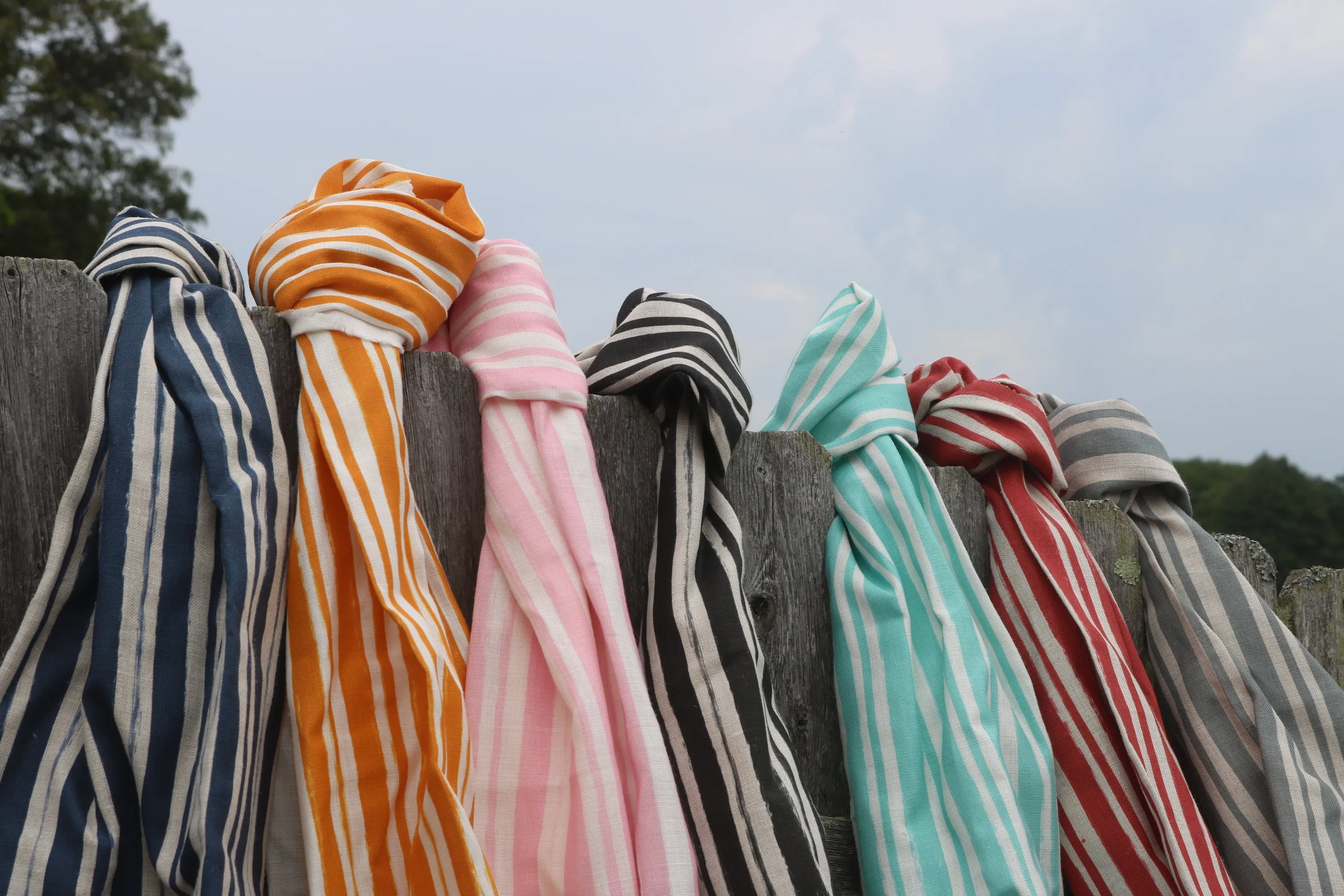 Painterly Stripe Fabric - Orange