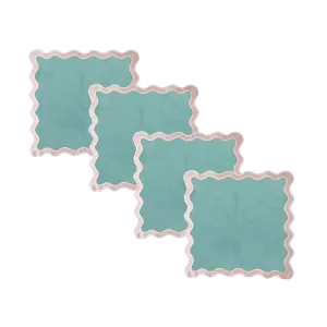 Pale Pink and Blue Scallop 100% Linen Square Placemat