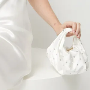 Parachute Bag - Ivory or White Silk Swarovski
