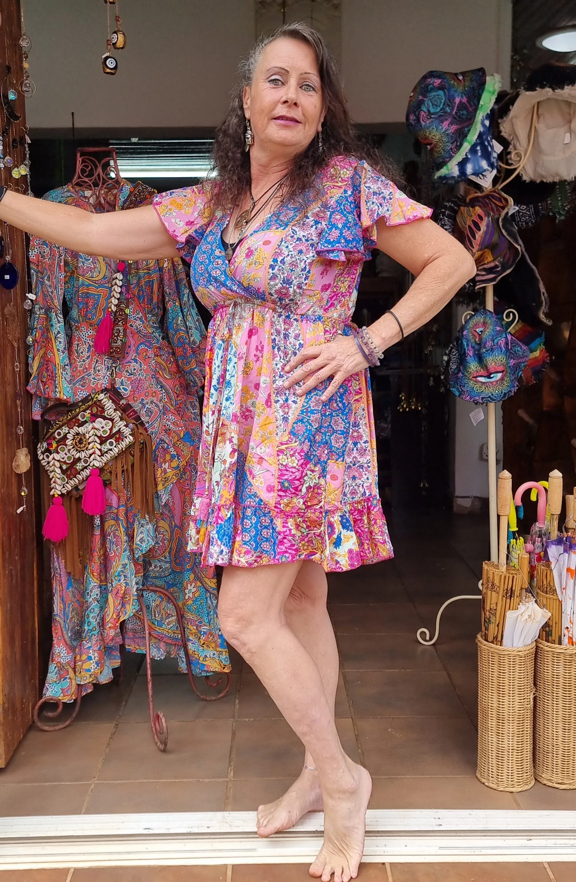 Passion Flower Short Silk Dress