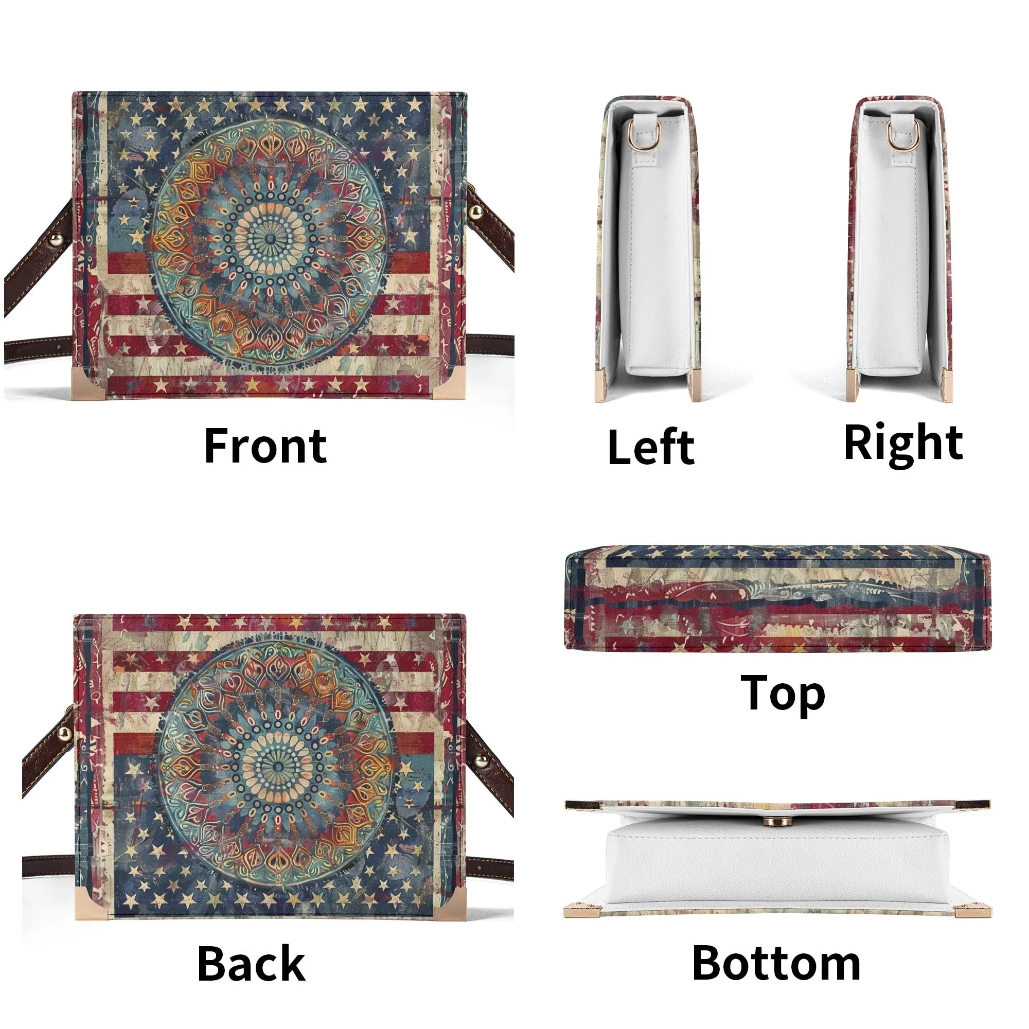 Patriotic Mandala Bible Cover Purse – American Flag Design Book Lovers Shoulder Bag in Red White and Blue