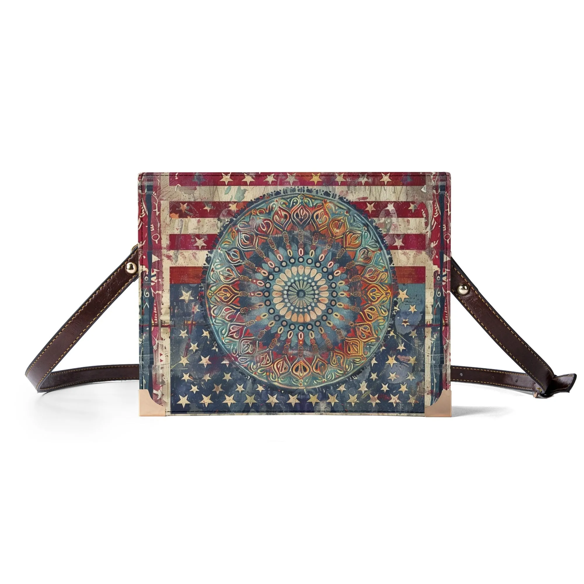 Patriotic Mandala Bible Cover Purse – American Flag Design Book Lovers Shoulder Bag in Red White and Blue