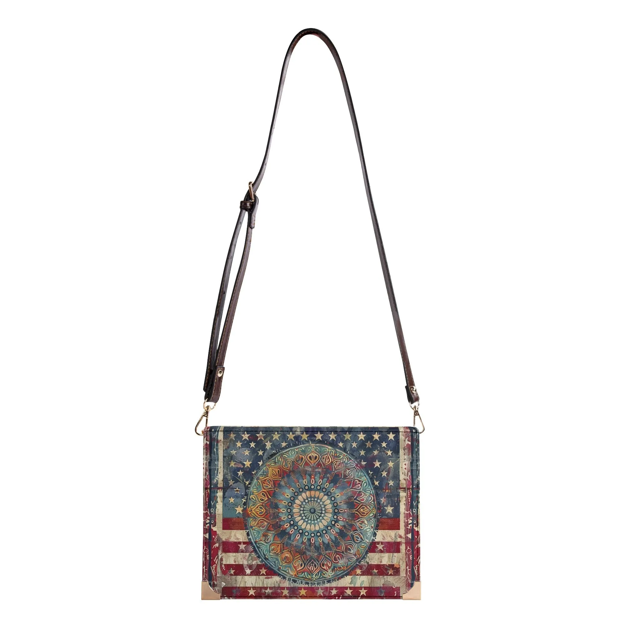 Patriotic Mandala Bible Cover Purse – American Flag Design Book Lovers Shoulder Bag in Red White and Blue