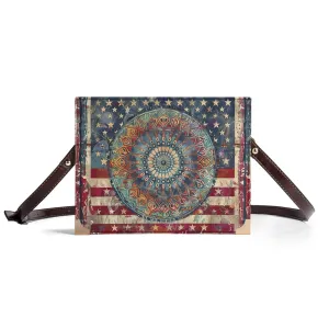 Patriotic Mandala Bible Cover Purse – American Flag Design Book Lovers Shoulder Bag in Red White and Blue