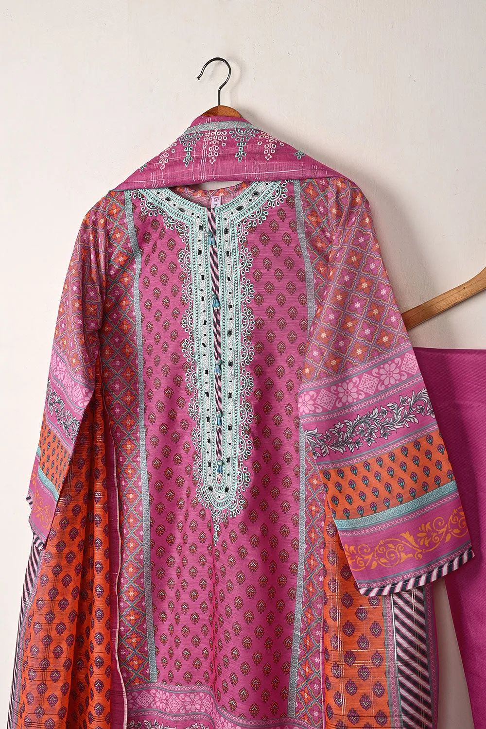 PD-07 - 3 Piece Ready To Wear Digital Printed Embroidered Poly-Cam Dress