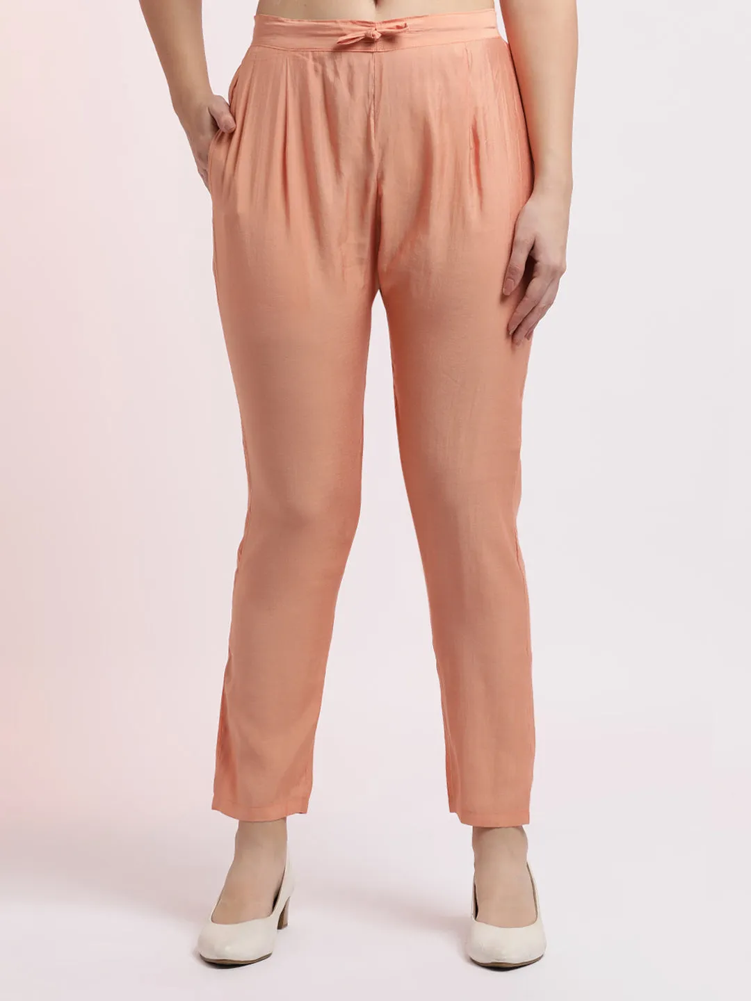 Peach Embroidered Silk Blend Kurta Set With Dupatta