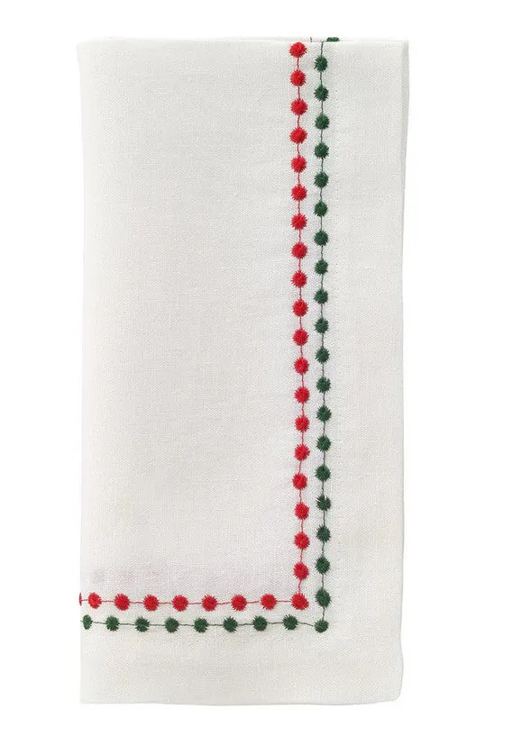 Pearls Red/Green 21" Napkin