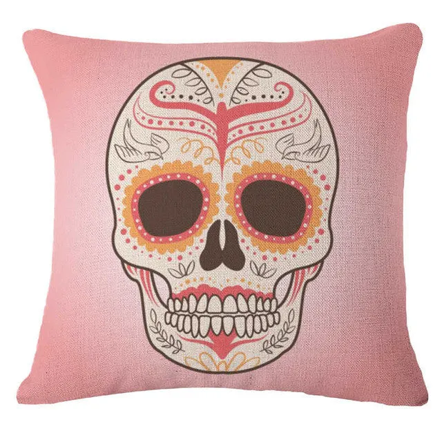 Pillowcase Punk Bohemia Paisley Skull Cushion Cover Cotton Linen Size 40*40 Printed Throw Pillows Decorative Cojines