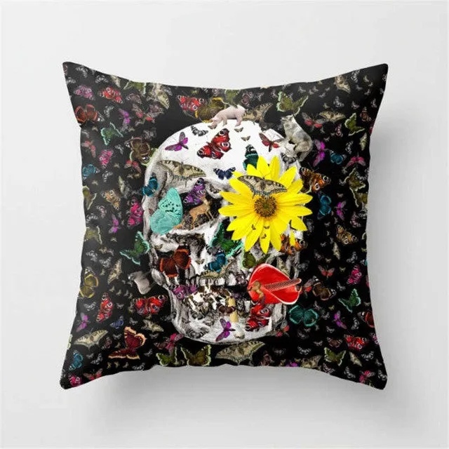 Pillowcase Punk Bohemia Paisley Skull Cushion Cover Cotton Linen Size 40*40 Printed Throw Pillows Decorative Cojines