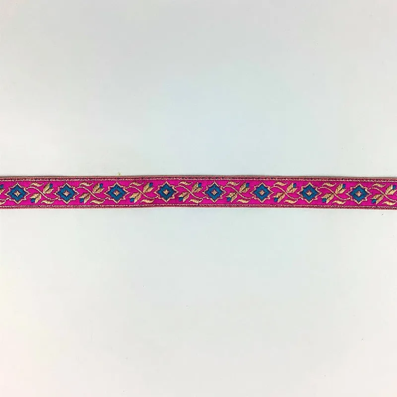 Pinkish fuchsia Indian woven saree border - Banarasi border