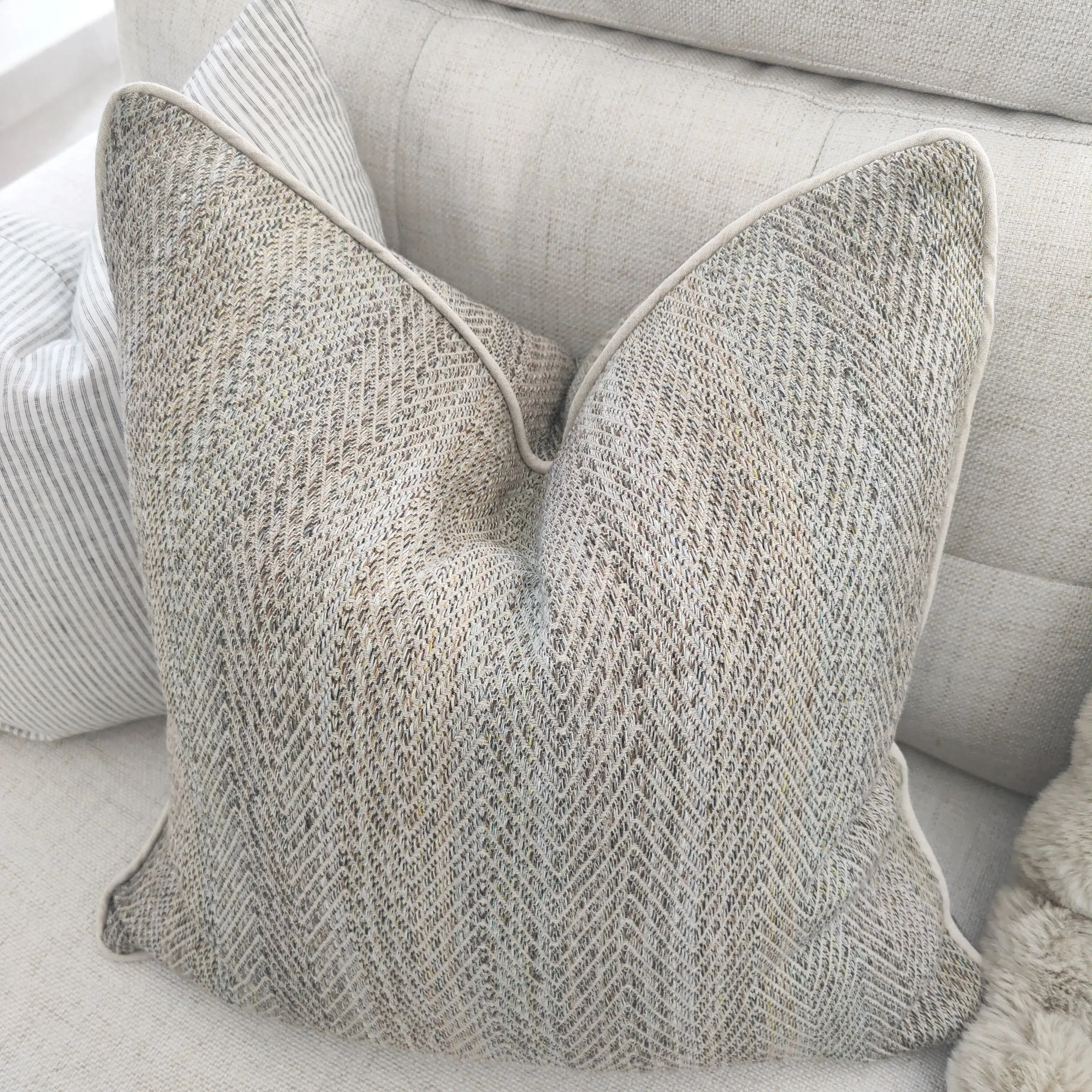 PIPER CHEVRON FENCH LINEN | 55CM