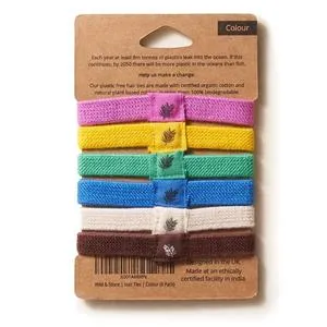 Plastic Free Hair Ties- 6 pack (multicoloured, natural, black or blonde)
