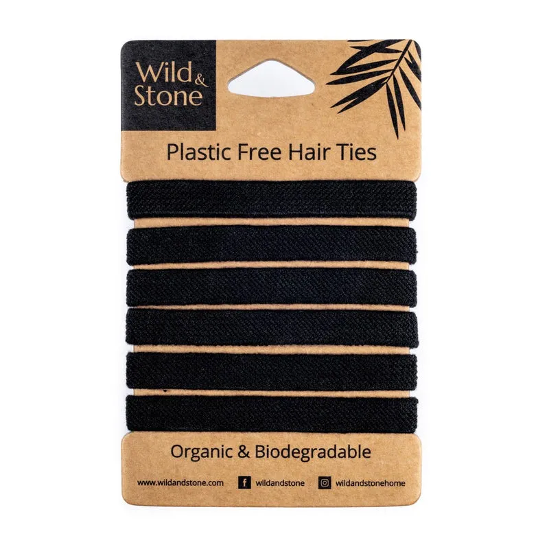Plastic Free Hair Ties- 6 pack (multicoloured, natural, black or blonde)