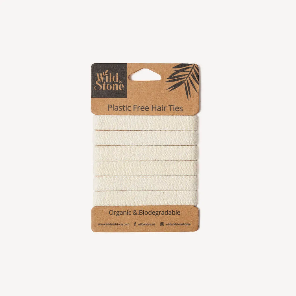 Plastic Free Hair Ties- 6 pack (multicoloured, natural, black or blonde)