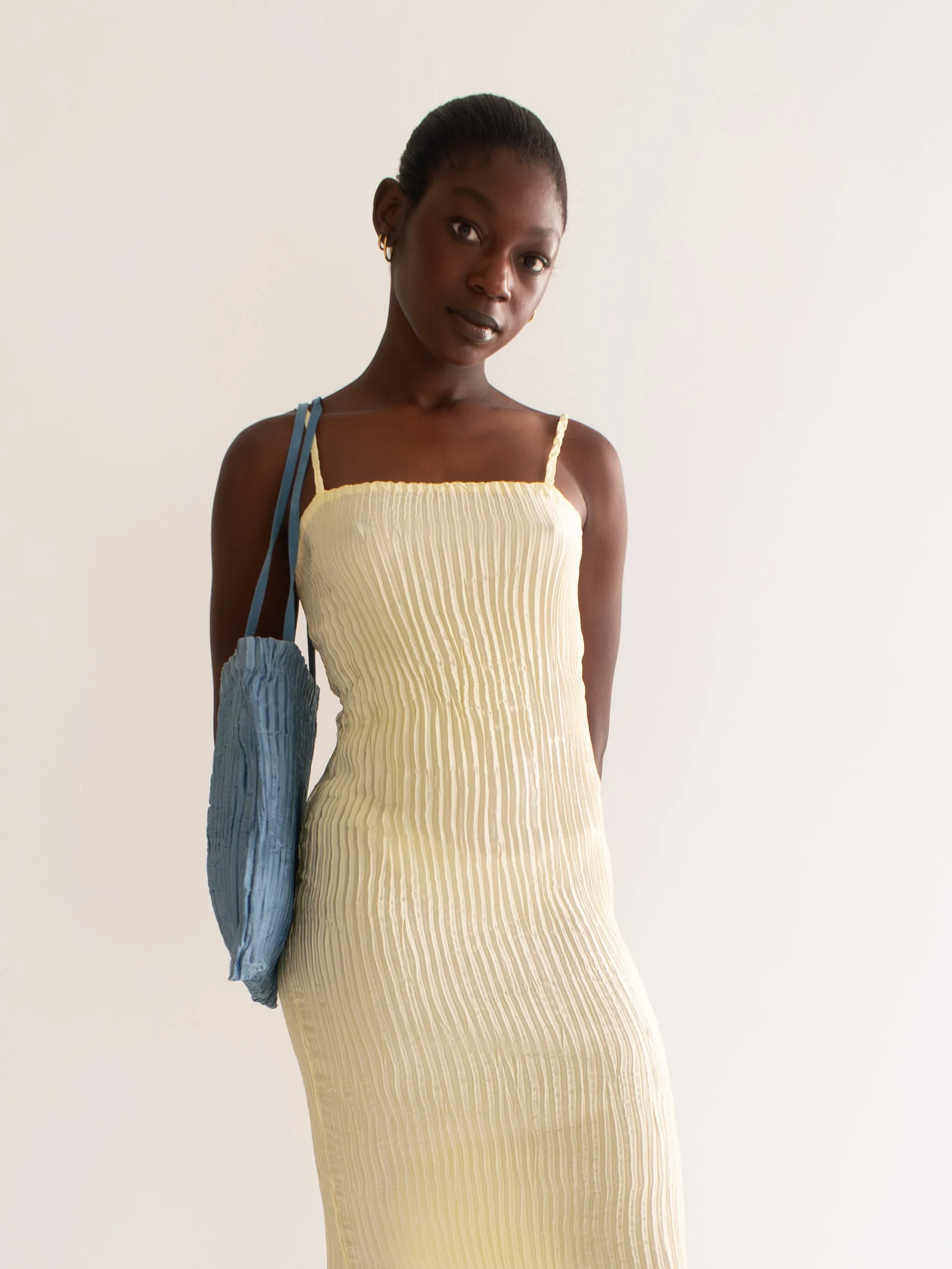 Plissé Silk Bag - Light Indigo