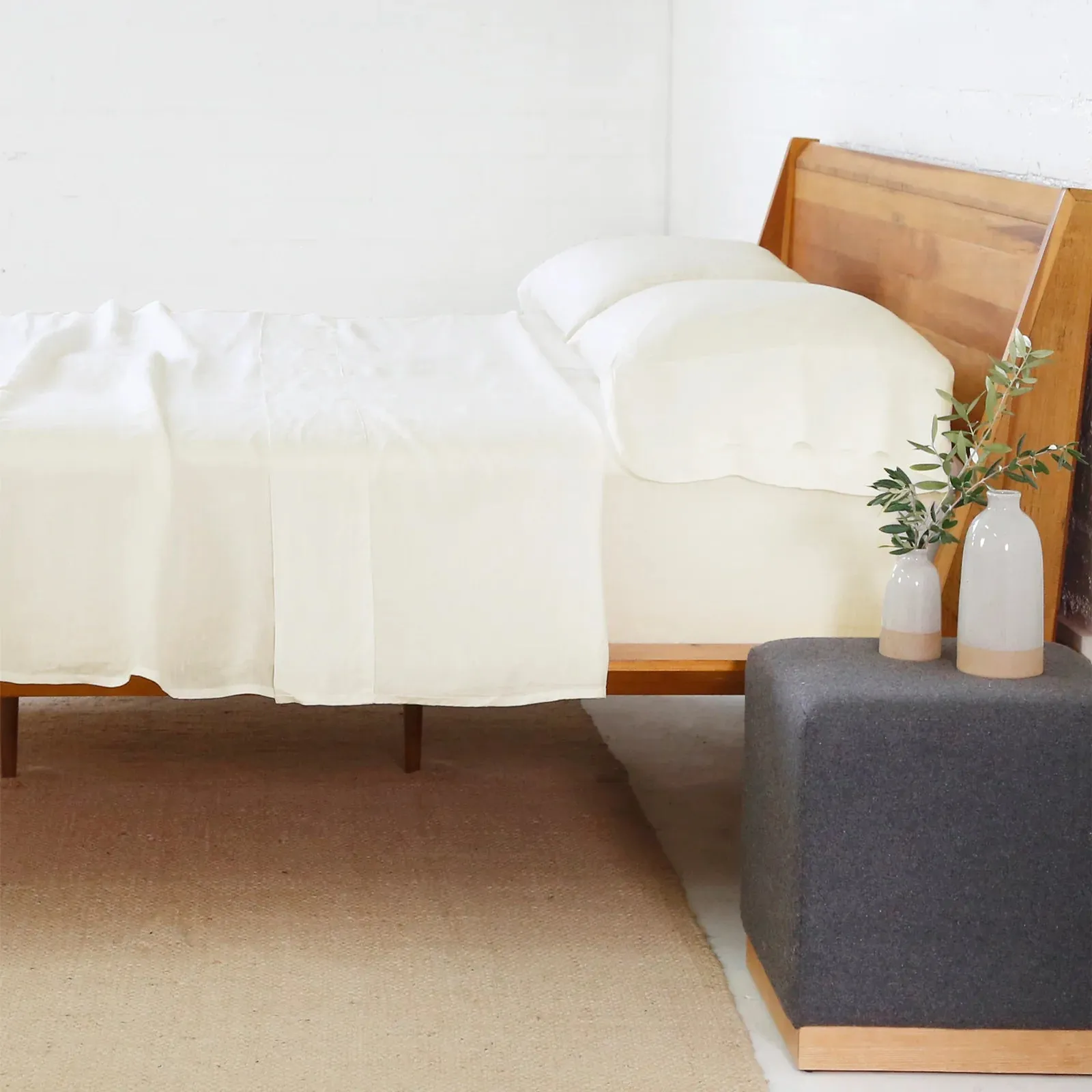 Pom Pom at Home Cream Linen Queen Sheet Set ~ Includes Flat, Fitted and 2 Pillowcases