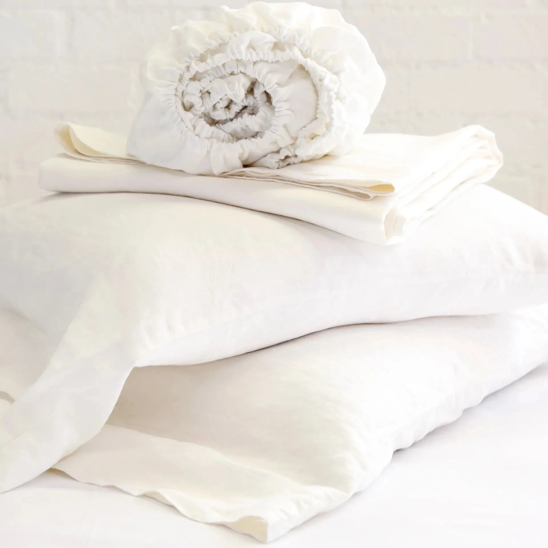Pom Pom at Home Cream Linen Queen Sheet Set ~ Includes Flat, Fitted and 2 Pillowcases